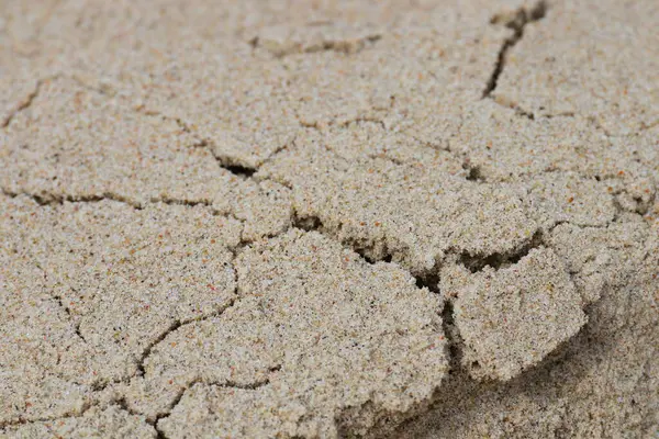 Çatlak bir sahilde renkli kum taneleri