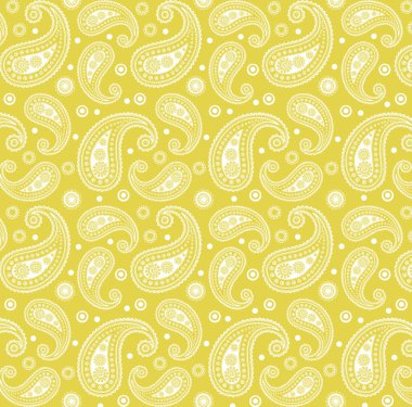 Yellow & White Funky 60s 70s Paisley Tile Pattern