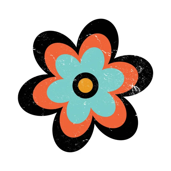 Retro Zagrożony Kwiat Vintage Grunge Kwiatowy Element — Zdjęcie stockowe
