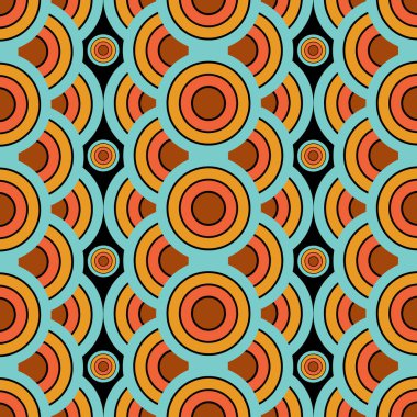 60 'ların 70' ler Biçimi - Retro Modern Çemberler - Vintage Orta Çağ Döşeme Deseni