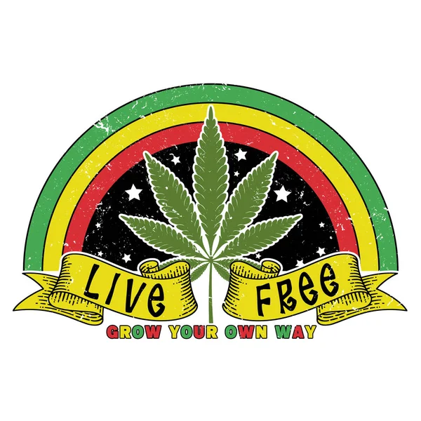 Cannabis Leaf Weed Rainbow Graphic Design — 스톡 사진