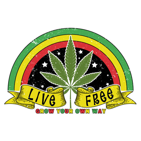 Cannabis Leaf - Weed Rainbow Graphic Design