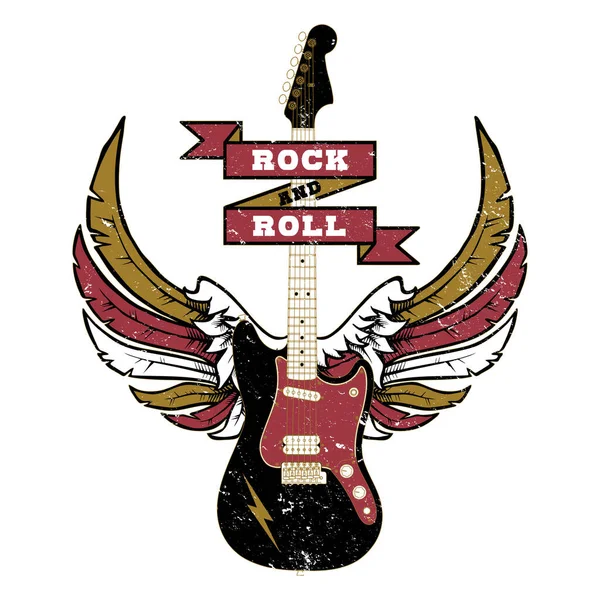 Rock Roll Retro Elgitarr Pressad Design — Stockfoto