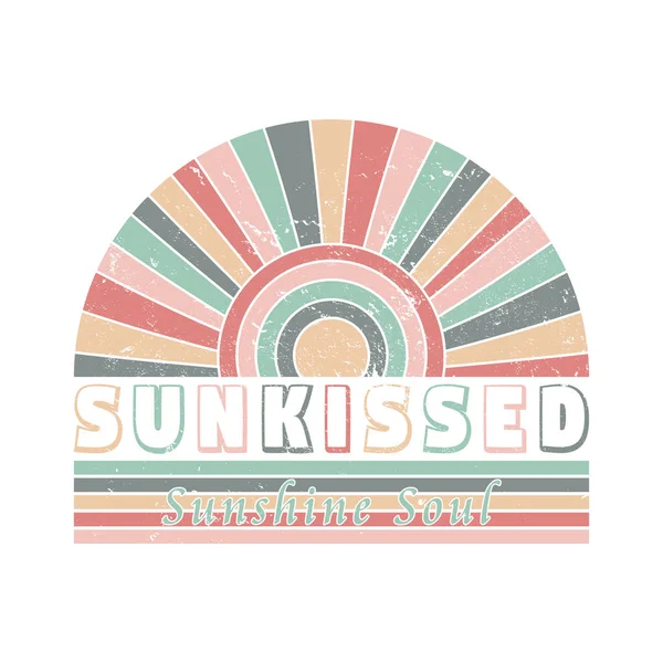 Sunkiss Sunshine Soul Retro Rainbow Sun Design — Stock fotografie