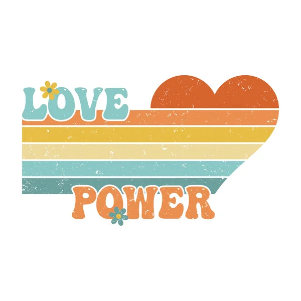 Love Power Retro 60S 70S Distressed Love Heart Design — 스톡 사진
