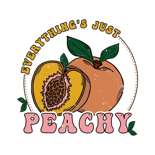 Allt Bara Peachy Retro Vintage Distress Frukt Design — Stockfoto