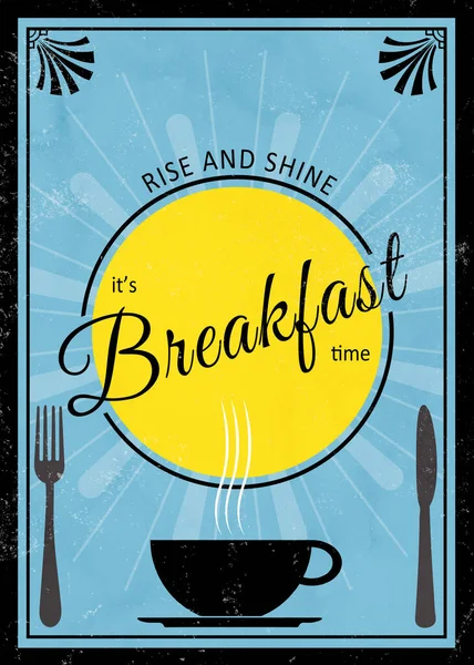 Levántate Brilla Hora Del Desayuno Vintage Café Poster Art —  Fotos de Stock