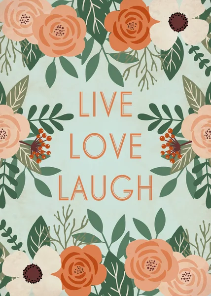 Live Love Laugh Vintage Floral Αφίσα Art — Φωτογραφία Αρχείου