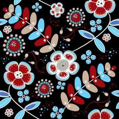 Bohemya Bahçesi - Boho Hippi Çiçek Gücü Kusursuz Desen