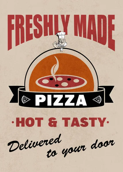 Frisch Zubereitete Pizza Vintage Pizzeria Poster Art Design — Stockfoto