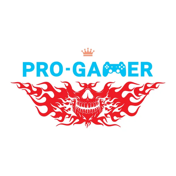 Pro Gamer Flaming Skull Gaming Graphic Design — Stock fotografie