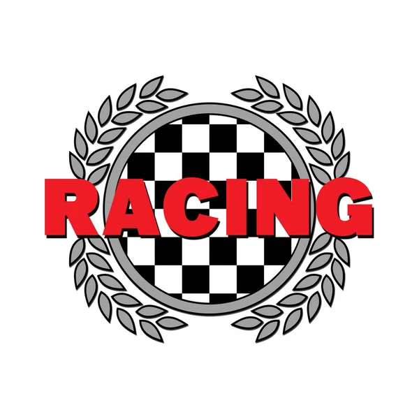 Závodní Zaškrtnutá Vlajka Laurel Listí Racing Sport Design — Stock fotografie