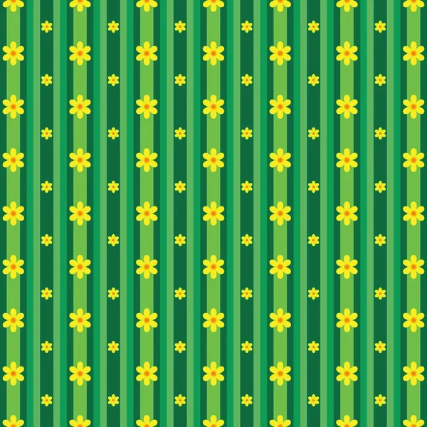 Daisy Stripes Groen Geel Bloemen Tegel Patroon — Stockfoto