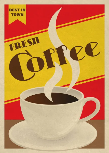 新鲜咖啡 复古咖啡厨房餐厅海报艺术 — 图库照片