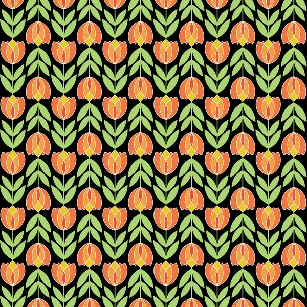 Retro Moderne Tulpen Mid Eeuw Moderne Tulpen Tegel Ontwerp Zwart — Stockfoto