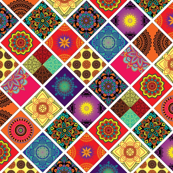 Bohem Mandala Yamalı Renkli Döşeme Tasarımı — Stok fotoğraf