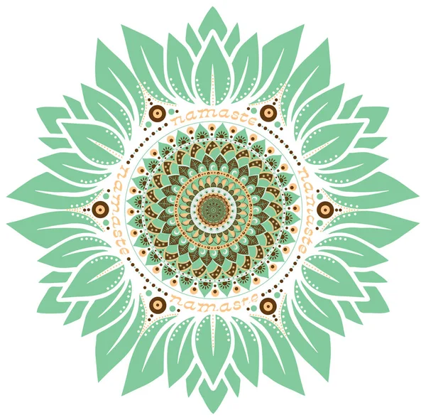 グリーンナマステ蓮の花曼荼羅図 — ストック写真