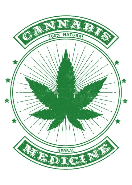 대마초 100 Natural Herbal Medicine Weed Marijuana Distressed Design — 스톡 사진