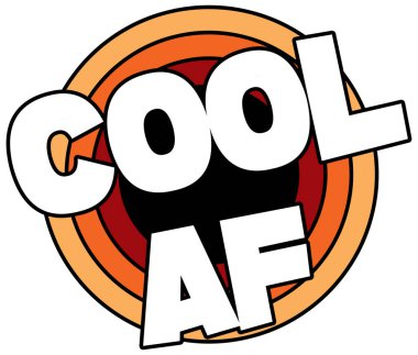 Cool AF - Retro Stili Turuncu Çemberler ve İzole Metin Tasarımı  