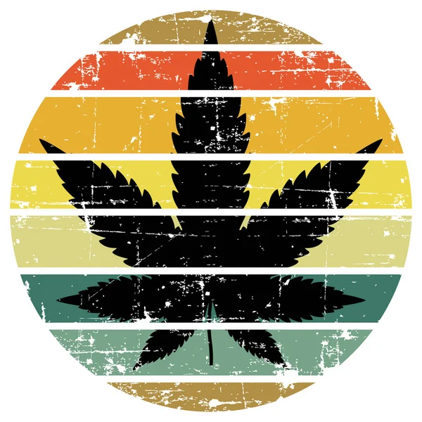 Retro Weed Vintage Distressed Cannabis Marijuana Leaf Design — Stock fotografie