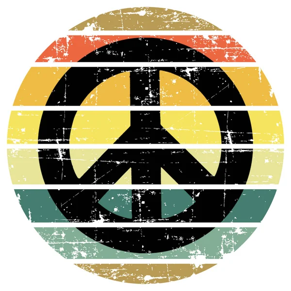 Hippie Sinal Paz Retro Vintage Angustiado Colorido Design Gráfico — Fotografia de Stock