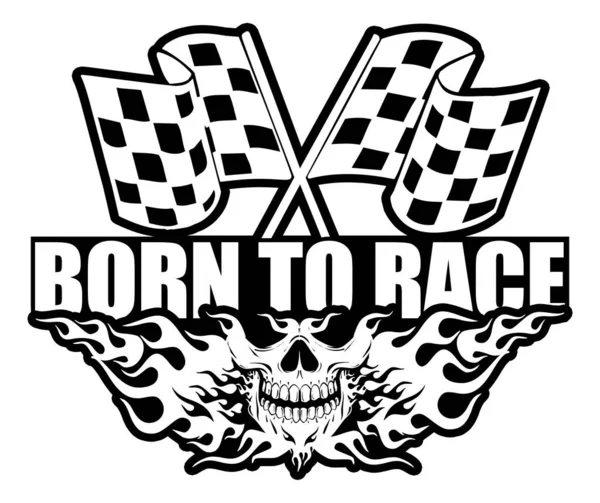 Born Race Závodní Kontrolované Vlajky Ohnivé Lebky Izolované Grafický Design — Stock fotografie