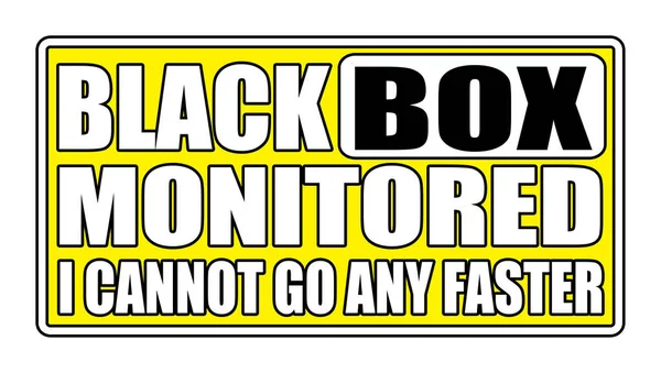 Černá Skříňka Monitorována Auto Auto Auto Varovné Znamení Izolovaný Grafický — Stock fotografie