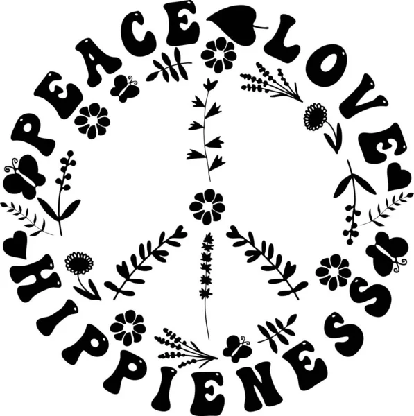 Peace Love Hippieness Симпатичный Черный Знак Мира Hippie — стоковое фото