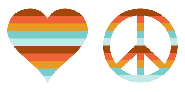 Retro Heart Peace Στοιχεία Σχεδιασμού Σημείου — Φωτογραφία Αρχείου