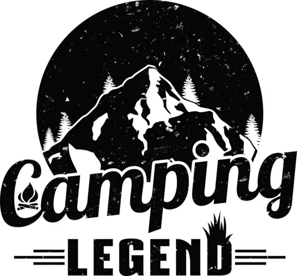 Camping Legende Distressed Black Camper Design — Stockfoto