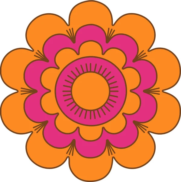 嬉皮士风格中世纪粉红与橙子复古花 — 图库照片