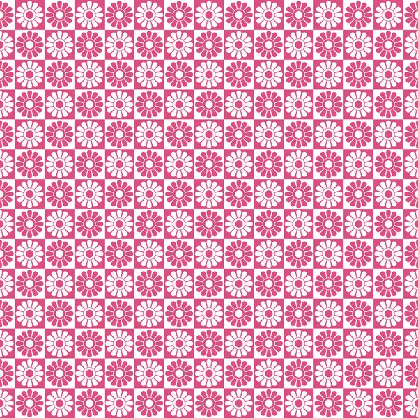 Stijl Roze Wit Midden Van Eeuw Floral Gecontroleerd Patroon — Stockfoto
