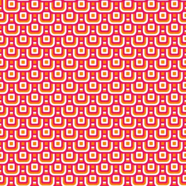 Koyu Pembe Beyaz ve Turuncu Üst üste binen Kareler 70 'lerin Retro Yüzyıl Modeli