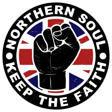 Northern Soul - İnancını Koru - Sendika Jack Grafik Tasarımı, sıkıntılı ve grunge etkisi ile bitti.