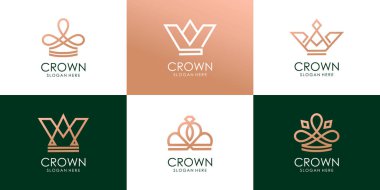 Crown kraliyet grafik tasarım şablonu Premium Vektörü