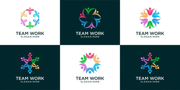 set of Community people social logo design template vector