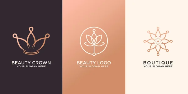 Zestaw Abstrakcyjnych Kwiatów Korony Logo Premium Vector — Wektor stockowy