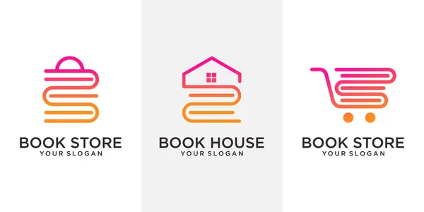 Набор Книжного Дома Книжного Магазина Концепция Абстрактного Логотипа Компании Фонда Векторная Графика
