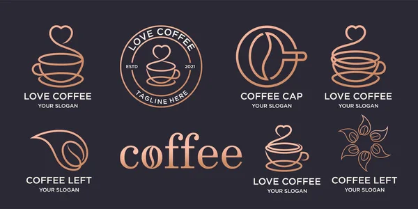 Набор Логотипов Кофе Дизайн Premium Vector Векторная Графика