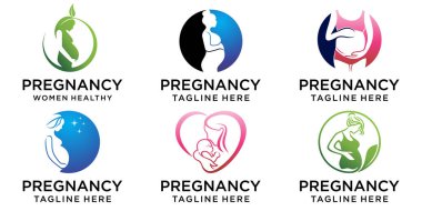 Kadın Hamile Simgesi Logo Tasarım Şablonu