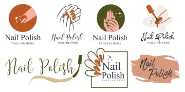 Manikür salonu logo dizaynı. Manikür vektör tasarımı. Tırnak cilası ve kadın parmak logosu.