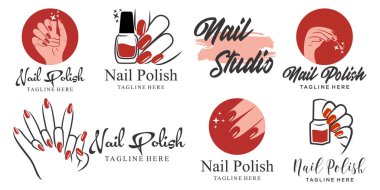 Tırnak cilası ya da manikür salonu logosu dizaynı. Manikür, oje ve kadın parmak logosu.