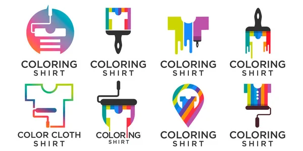 Farba Koszula Ikona Zestaw Logo Projekt Szablon Kombinacją Farby Logo — Wektor stockowy