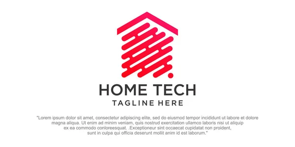 Smart House Tech Ikon Set Logo Design Digital Elektronik Chip — Stock vektor