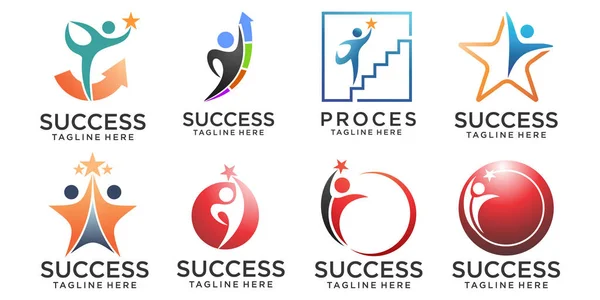 Sukses Orang Peduli Logo Dan Simbol Template - Stok Vektor