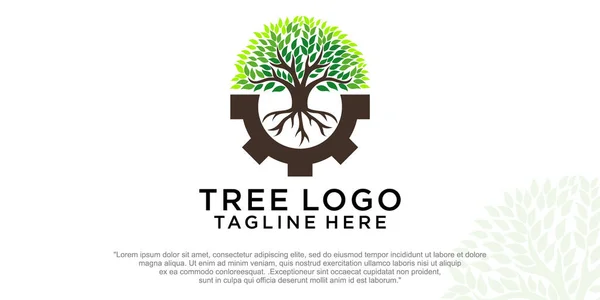 Rot Trädet Logotyp Design Illustration — Stock vektor