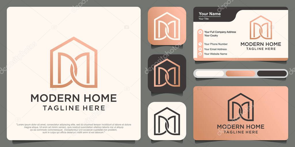Letter M House Logo Design Template