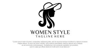 Logo şablonu kombinasyonu olan güzel kadınlar