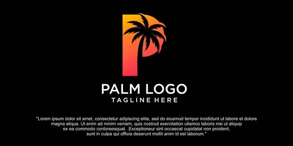 Palm Träd Illustration Silhuett Logotyp Symbol Vektor — Stock vektor