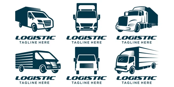 Szablon Ikony Truck Zestaw Logo Projektowanie Wektor Ładunek Dostawa Logistic — Wektor stockowy